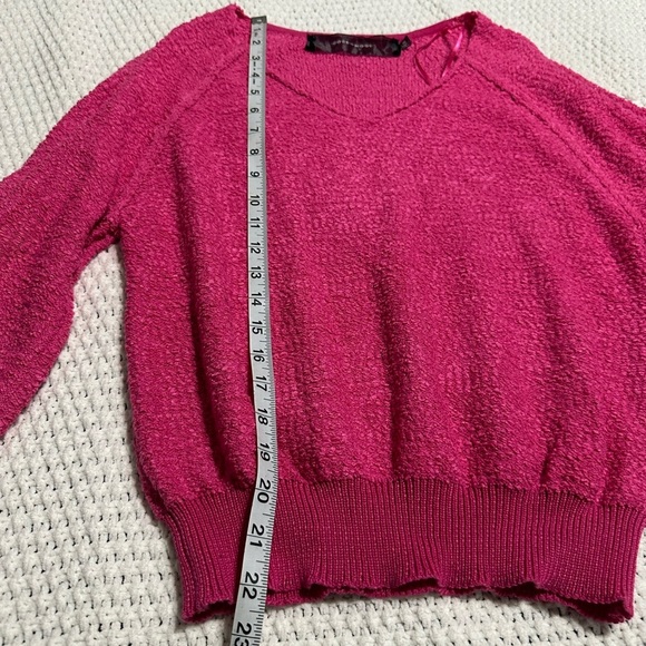 CODE X MODE blouson v neck hot pink knit sweater XS - Picture 5 of 9